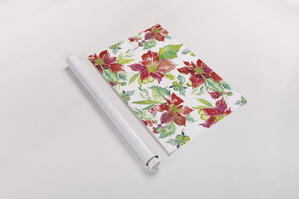 Poinsettia Pretty V by Kristy Rice. shown as a rolled paper print. Available as archival giclee rolled canvas, fine art paper, or poster print. SKU 41894i.