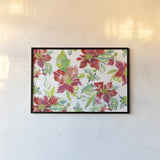 Poinsettia Pretty V by Kristy Rice. shown as a paper print in a black flame. Available as a archival giclee rolled canvas, fine art paper, or poster print. SKU 41894i.
