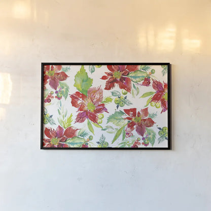 Poinsettia Pretty V by Kristy Rice. shown as a paper print in a black flame. Available as a archival giclee rolled canvas, fine art paper, or poster print. SKU 41894i.