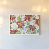 Poinsettia Pretty V by Kristy Rice. shown as a paper print in a white frame. Available as a archival giclee rolled canvas, fine art paper, or poster print. SKU 41894i.