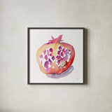 Pomegranate by Kristy Rice. Shown in a sleek black glass frame for a contemporary gallery look. Available as an archival giclee rolled canvas, fine art paper, or poster print. SKU 102784a.