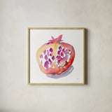 Pomegranate by Kristy Rice. Shown in a natural wood glass frame for a timeless modern aesthetic. Available as an archival giclee rolled canvas, fine art paper, or poster print. SKU 102784a.