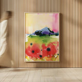 Poppy Vista by Kristy Rice. shown as over sized large wall art. Available as an archival giclee rolled canvas, fine art paper, or poster print. SKU 102757h.