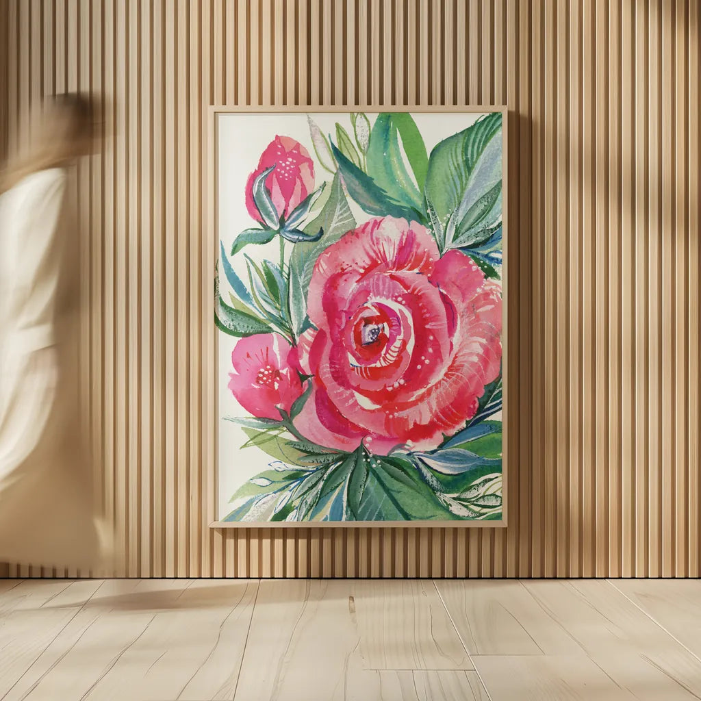 Red Beauty by Kristy Rice. shown as over sized large wall art. Available as an archival giclee rolled canvas, fine art paper, or poster print. SKU 90309h.