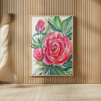 Red Beauty by Kristy Rice. shown as over sized large wall art. Available as an archival giclee rolled canvas, fine art paper, or poster print. SKU 90309h.
