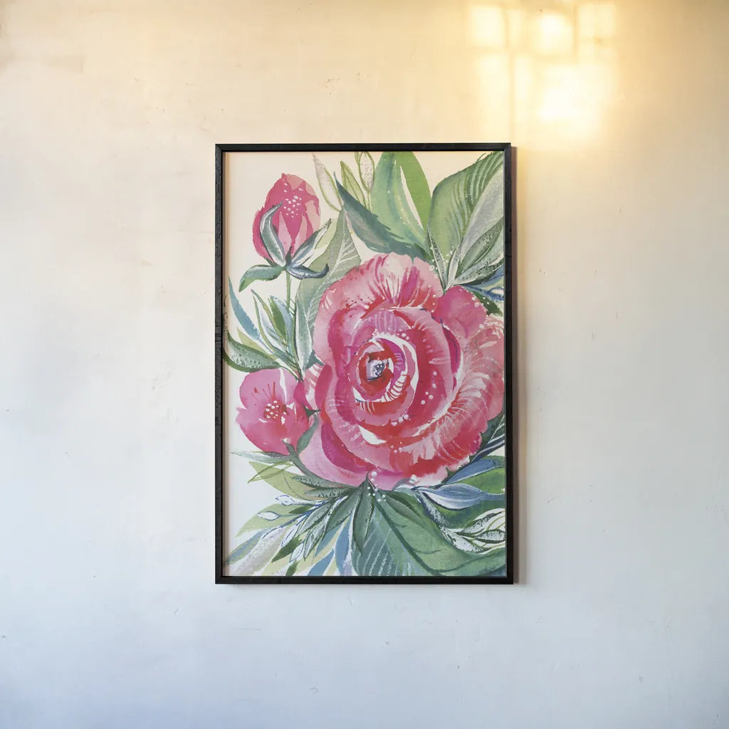 Red Beauty by Kristy Rice. shown as a paper print in a black flame. Available as a archival giclee rolled canvas, fine art paper, or poster print. SKU 90309h.