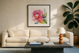 Regal by Kristy Rice. Displayed in a glass frame with matte in a clean modern living room. Available as an archival giclee rolled canvas, fine art paper, or poster print. SKU 101996a.