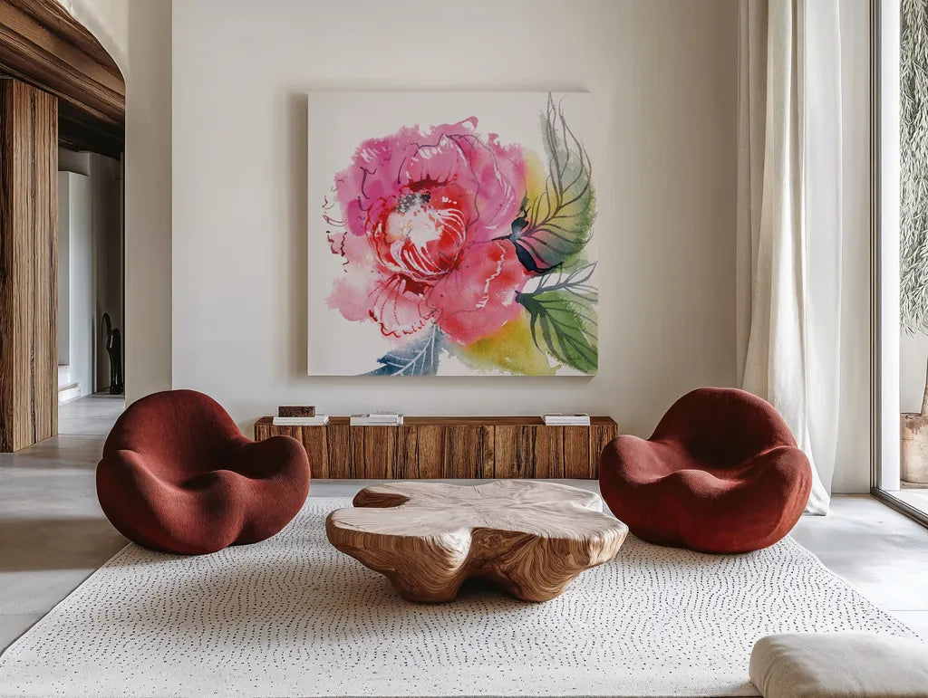 Regal by Kristy Rice. Shown as extra-large giant wall art in a modern living room. Available as an archival giclee rolled canvas, fine art paper, or poster print. SKU 101996a.