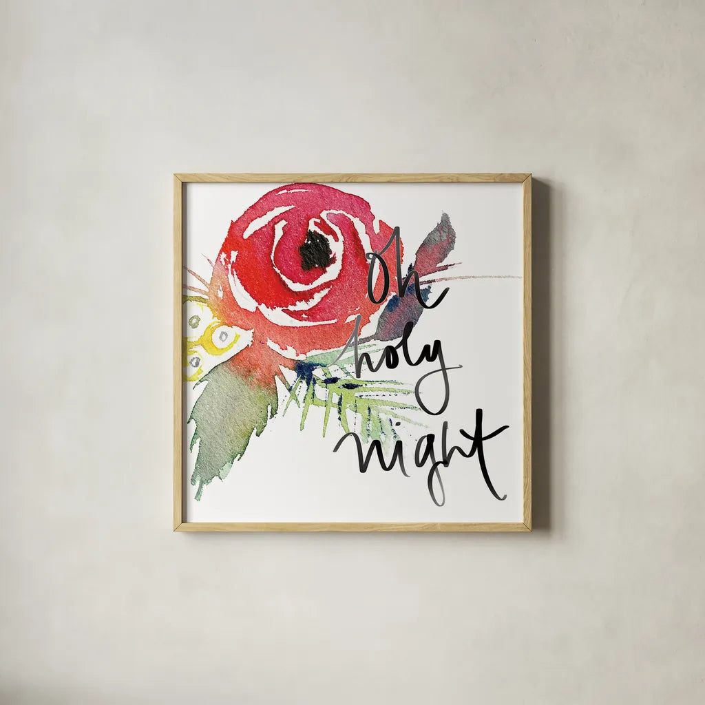 Scarlett O Christmas III by Kristy Rice. Shown in a natural wood glass frame for a timeless modern aesthetic. Available as an archival giclee rolled canvas, fine art paper, or poster print. SKU 41905a.