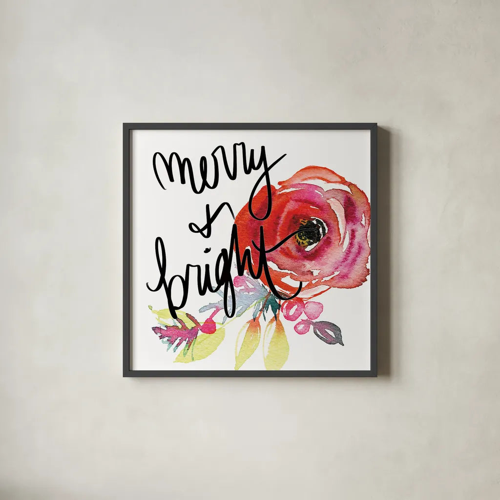 Scarlett O Christmas IV by Kristy Rice. Shown in a sleek black glass frame for a contemporary gallery look. Available as an archival giclee rolled canvas, fine art paper, or poster print. SKU 41906a.