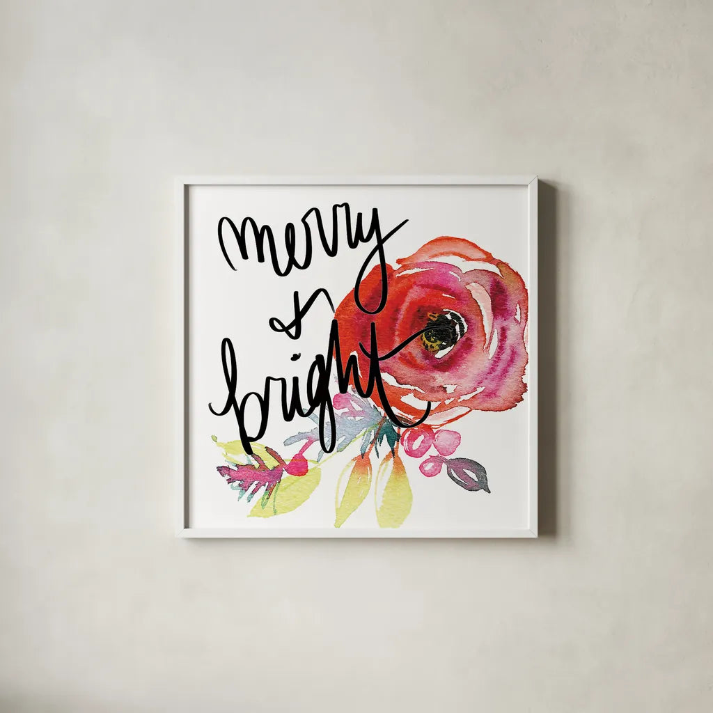 Scarlett O Christmas IV by Kristy Rice. Shown in a crisp white glass frame for a clean and minimalist style. Available as an archival giclee rolled canvas, fine art paper, or poster print. SKU 41906a.