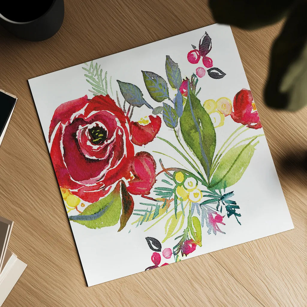 Scarlett O Christmas V by Kristy Rice. Shown as a detailed flat fine art print, highlighting archival giclee quality. Available as an archival giclee rolled canvas, fine art paper, or poster print. SKU 41907a.