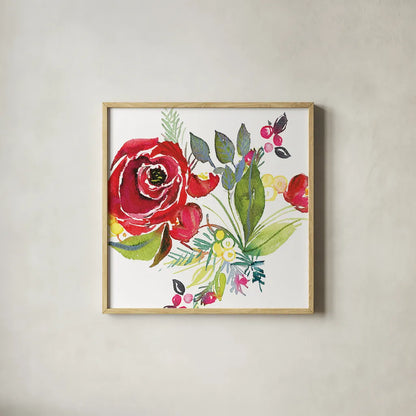 Scarlett O Christmas V by Kristy Rice. Shown in a natural wood glass frame for a timeless modern aesthetic. Available as an archival giclee rolled canvas, fine art paper, or poster print. SKU 41907a.