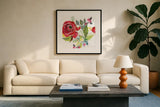 Scarlett O Christmas V by Kristy Rice. Displayed in a glass frame with matte in a clean modern living room. Available as an archival giclee rolled canvas, fine art paper, or poster print. SKU 41907a.