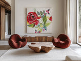 Scarlett O Christmas V by Kristy Rice. Shown as extra-large giant wall art in a modern living room. Available as an archival giclee rolled canvas, fine art paper, or poster print. SKU 41907a.