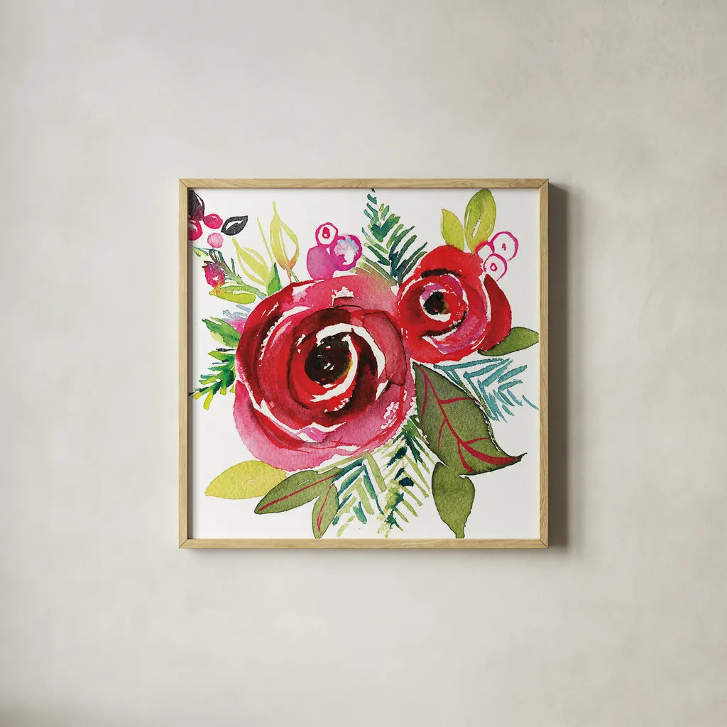 Scarlett O Christmas VI by Kristy Rice. Shown in a natural wood glass frame for a timeless modern aesthetic. Available as an archival giclee rolled canvas, fine art paper, or poster print. SKU 41908a.