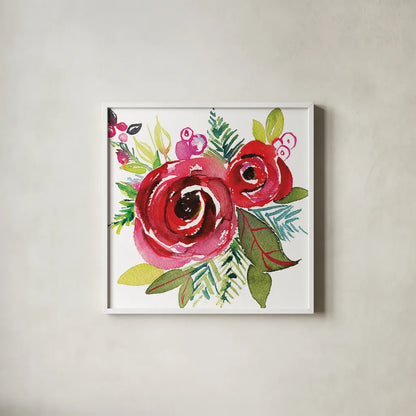 Scarlett O Christmas VI by Kristy Rice. Shown in a crisp white glass frame for a clean and minimalist style. Available as an archival giclee rolled canvas, fine art paper, or poster print. SKU 41908a.