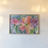 Secret Bloom by Kristy Rice. shown as a paper print in a natural frame. Available as a archival giclee rolled canvas, fine art paper, or poster print. SKU 101968i.