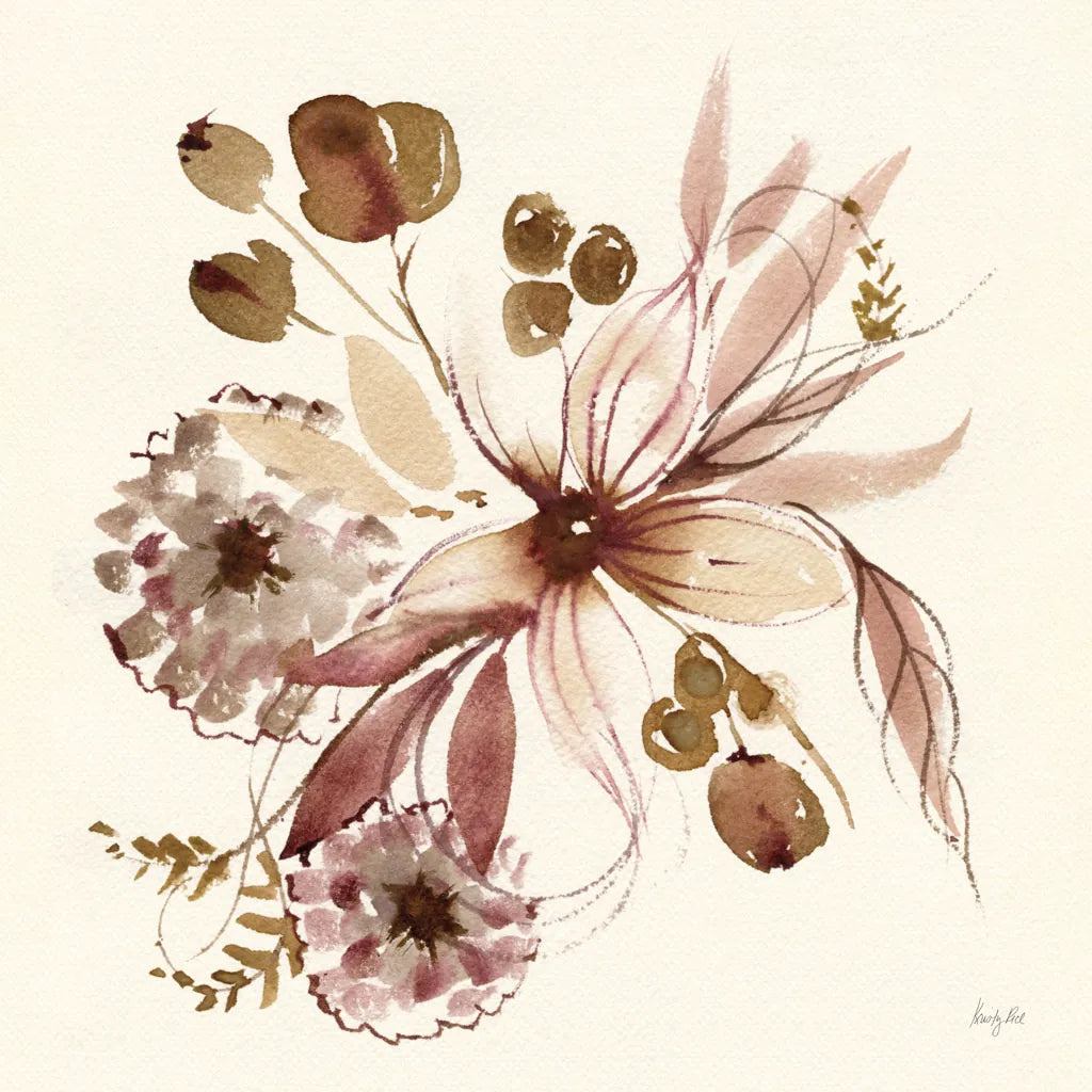Sepia Floral by Kristy Rice. SKU 91415a. Archival Giclee Fine art print for wall decor.
