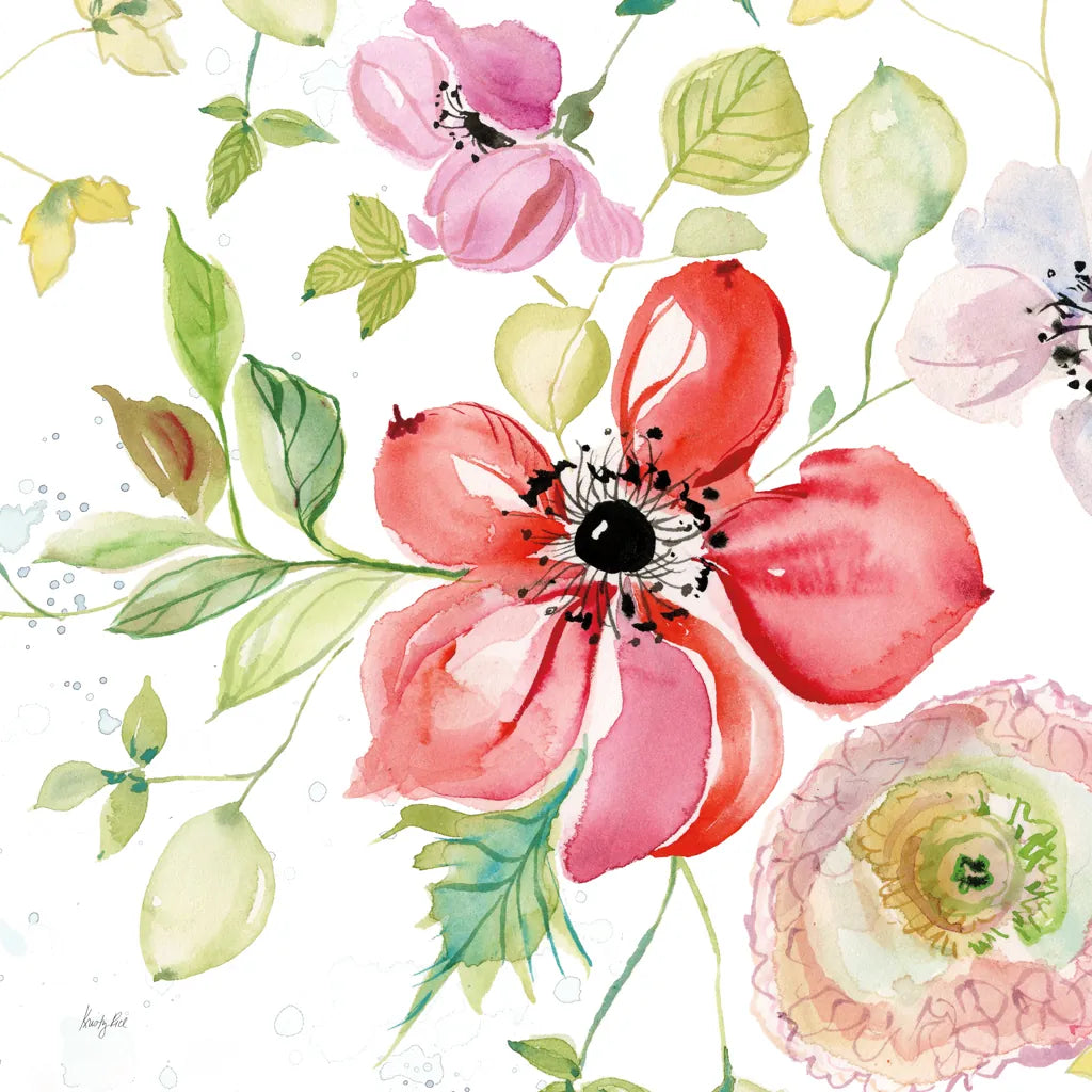 Spray of Anemones III by Kristy Rice. SKU 54032a. Archival Giclee Fine art print for wall decor.