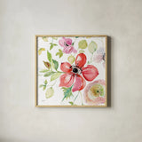 Spray of Anemones III by Kristy Rice. Shown in a natural wood glass frame for a timeless modern aesthetic. Available as an archival giclee rolled canvas, fine art paper, or poster print. SKU 54032a.