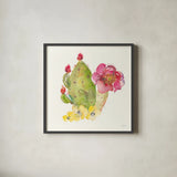 Succulent Desert II by Kristy Rice. Shown in a sleek black glass frame for a contemporary gallery look. Available as an archival giclee rolled canvas, fine art paper, or poster print. SKU 59785a.