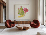 Succulent Desert II by Kristy Rice. Shown as extra-large giant wall art in a modern living room. Available as an archival giclee rolled canvas, fine art paper, or poster print. SKU 59785a.