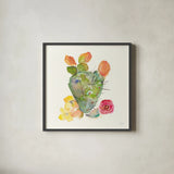 Succulent Desert III by Kristy Rice. Shown in a sleek black glass frame for a contemporary gallery look. Available as an archival giclee rolled canvas, fine art paper, or poster print. SKU 59786a.