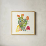 Succulent Desert III by Kristy Rice. Shown in a natural wood glass frame for a timeless modern aesthetic. Available as an archival giclee rolled canvas, fine art paper, or poster print. SKU 59786a.