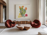 Succulent Desert III by Kristy Rice. Shown as extra-large giant wall art in a modern living room. Available as an archival giclee rolled canvas, fine art paper, or poster print. SKU 59786a.