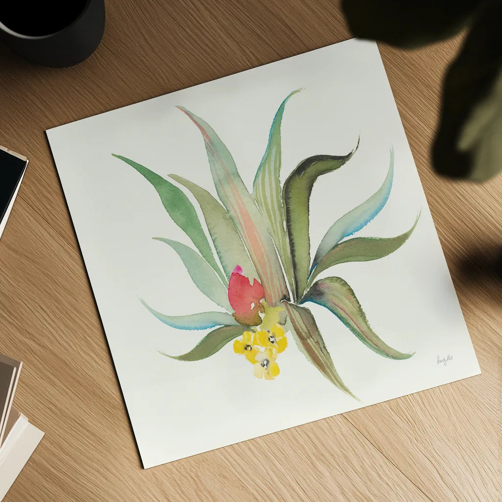 Succulent Desert V by Kristy Rice. Shown as a detailed flat fine art print, highlighting archival giclee quality. Available as an archival giclee rolled canvas, fine art paper, or poster print. SKU 59788a.