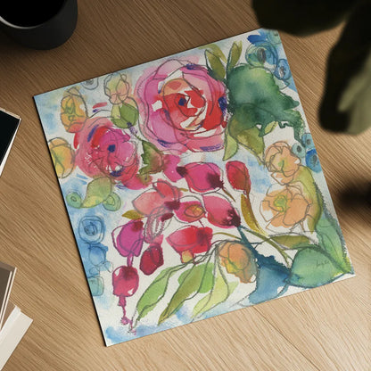 Summer Impressions by Kristy Rice. Shown as a detailed flat fine art print, highlighting archival giclee quality. Available as an archival giclee rolled canvas, fine art paper, or poster print. SKU 100918a.