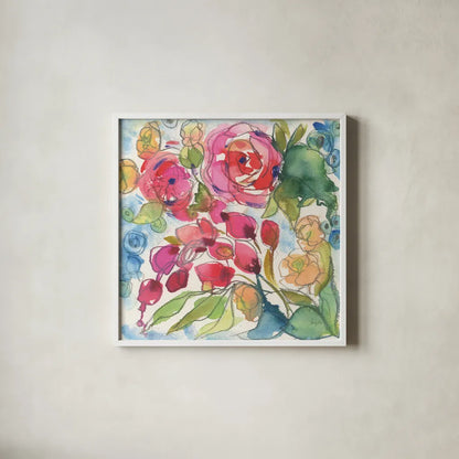 Summer Impressions by Kristy Rice. Shown in a crisp white glass frame for a clean and minimalist style. Available as an archival giclee rolled canvas, fine art paper, or poster print. SKU 100918a.