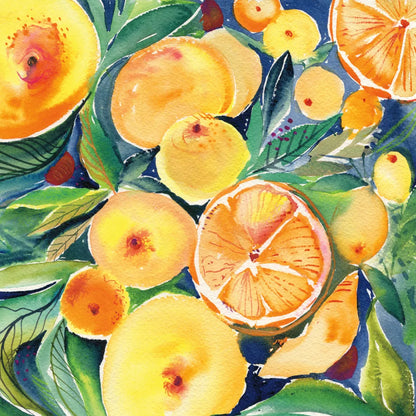 Summery Citrus by Kristy Rice. SKU 88428a. Archival Giclee Fine art print for wall decor.