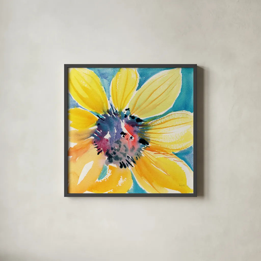Sunny II by Kristy Rice. Shown in a sleek black glass frame for a contemporary gallery look. Available as an archival giclee rolled canvas, fine art paper, or poster print. SKU 88606a.
