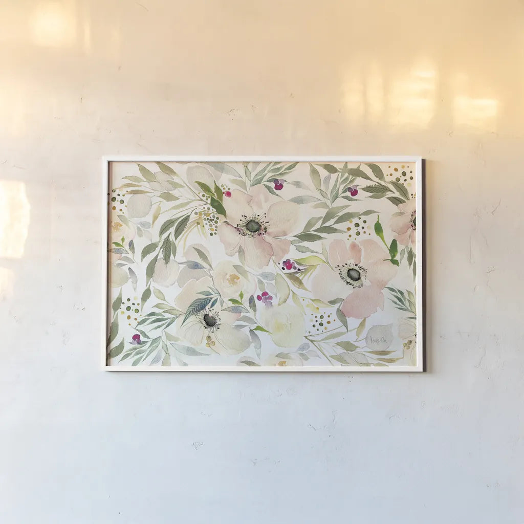 The Joy of White by Kristy Rice. shown as a paper print in a white frame. Available as a archival giclee rolled canvas, fine art paper, or poster print. SKU 35408i.