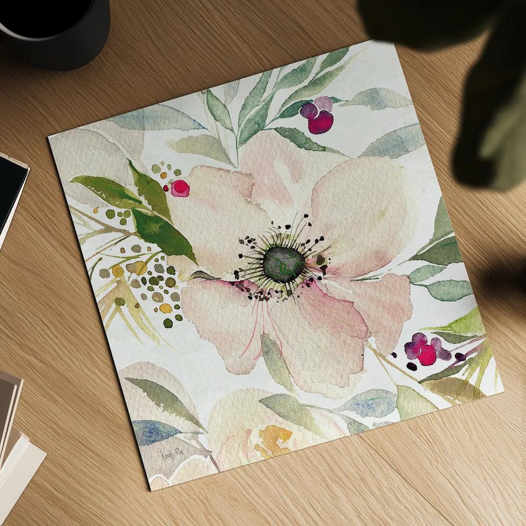 The Joy of White II by Kristy Rice. Shown as a detailed flat fine art print, highlighting archival giclee quality. Available as an archival giclee rolled canvas, fine art paper, or poster print. SKU 35447a.