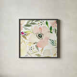 The Joy of White III by Kristy Rice. Shown in a sleek black glass frame for a contemporary gallery look. Available as an archival giclee rolled canvas, fine art paper, or poster print. SKU 35448a.