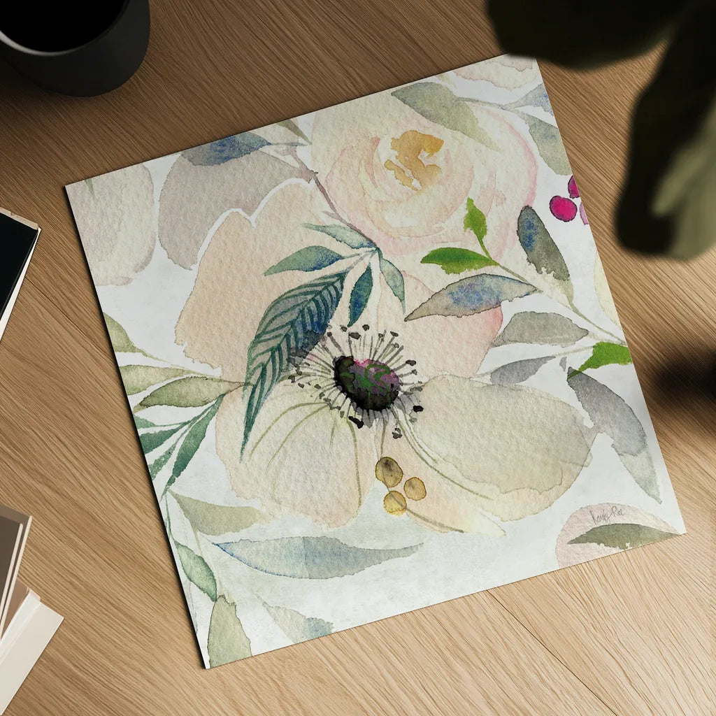 The Joy of White IV by Kristy Rice. Shown as a detailed flat fine art print, highlighting archival giclee quality. Available as an archival giclee rolled canvas, fine art paper, or poster print. SKU 42920a.