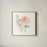 Watercolor Blossom III by Kristy Rice. Shown in a natural wood glass frame for a timeless modern aesthetic. Available as an archival giclee rolled canvas, fine art paper, or poster print. SKU 60369a.