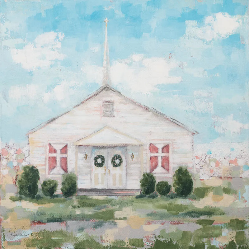 Church in a Cotton Field by Krystal Adams. SKU 103661a. Archival Giclee Fine art print for wall decor.