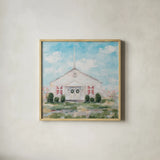 Church in a Cotton Field by Krystal Adams. Shown in a natural wood glass frame for a timeless modern aesthetic. Available as an archival giclee rolled canvas, fine art paper, or poster print. SKU 103661a.
