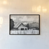 Farm Study I by Krystal Adams. shown as a paper print in a black flame. Available as a archival giclee rolled canvas, fine art paper, or poster print. SKU 103599i.