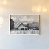 Farm Study I by Krystal Adams. shown as a paper print in a white frame. Available as a archival giclee rolled canvas, fine art paper, or poster print. SKU 103599i.