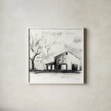 Farm Study III by Krystal Adams. Shown in a crisp white glass frame for a clean and minimalist style. Available as an archival giclee rolled canvas, fine art paper, or poster print. SKU 103601a.