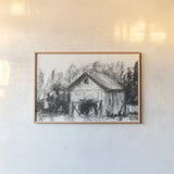 Farm Study IV by Krystal Adams. shown as a paper print in a natural frame. Available as a archival giclee rolled canvas, fine art paper, or poster print. SKU 103602i.