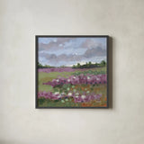 Field of Clover by Krystal Adams. Shown in a sleek black glass frame for a contemporary gallery look. Available as an archival giclee rolled canvas, fine art paper, or poster print. SKU 102222a.