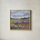 Field of Clover by Krystal Adams. Shown in a natural wood glass frame for a timeless modern aesthetic. Available as an archival giclee rolled canvas, fine art paper, or poster print. SKU 102222a.