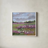 Field of Clover by Krystal Adams. Shown in a crisp white glass frame for a clean and minimalist style. Available as an archival giclee rolled canvas, fine art paper, or poster print. SKU 102222a.