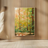 Forest Light I by Krystal Adams. shown as over sized large wall art. Available as an archival giclee rolled canvas, fine art paper, or poster print. SKU 103653h.